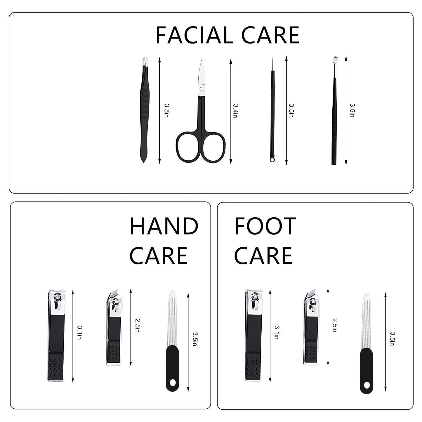 Nail Clipper Set Manicure Set Men Manicure Kit with Portable Travel Case Toe Finger Nail Clippers Personal Care Tools Men Grooming Kit Present for Husband Boyfriend Family(Black White)
