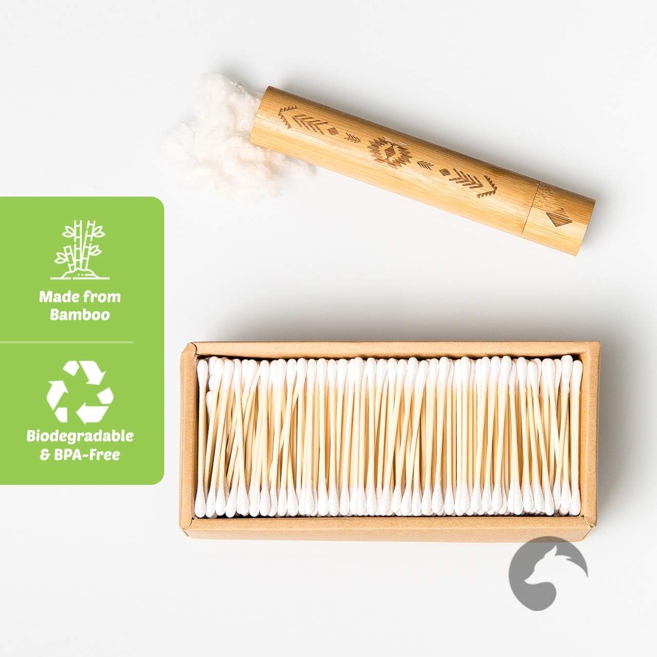 Precision Tip Cotton Swabs 500 Count | Organic & Biodegradable Pointed Cotton Buds | 100% Eco-Friendly & Natural | Perfect for Nails & Makeup, Fine Cleaning, Arts & Crafts