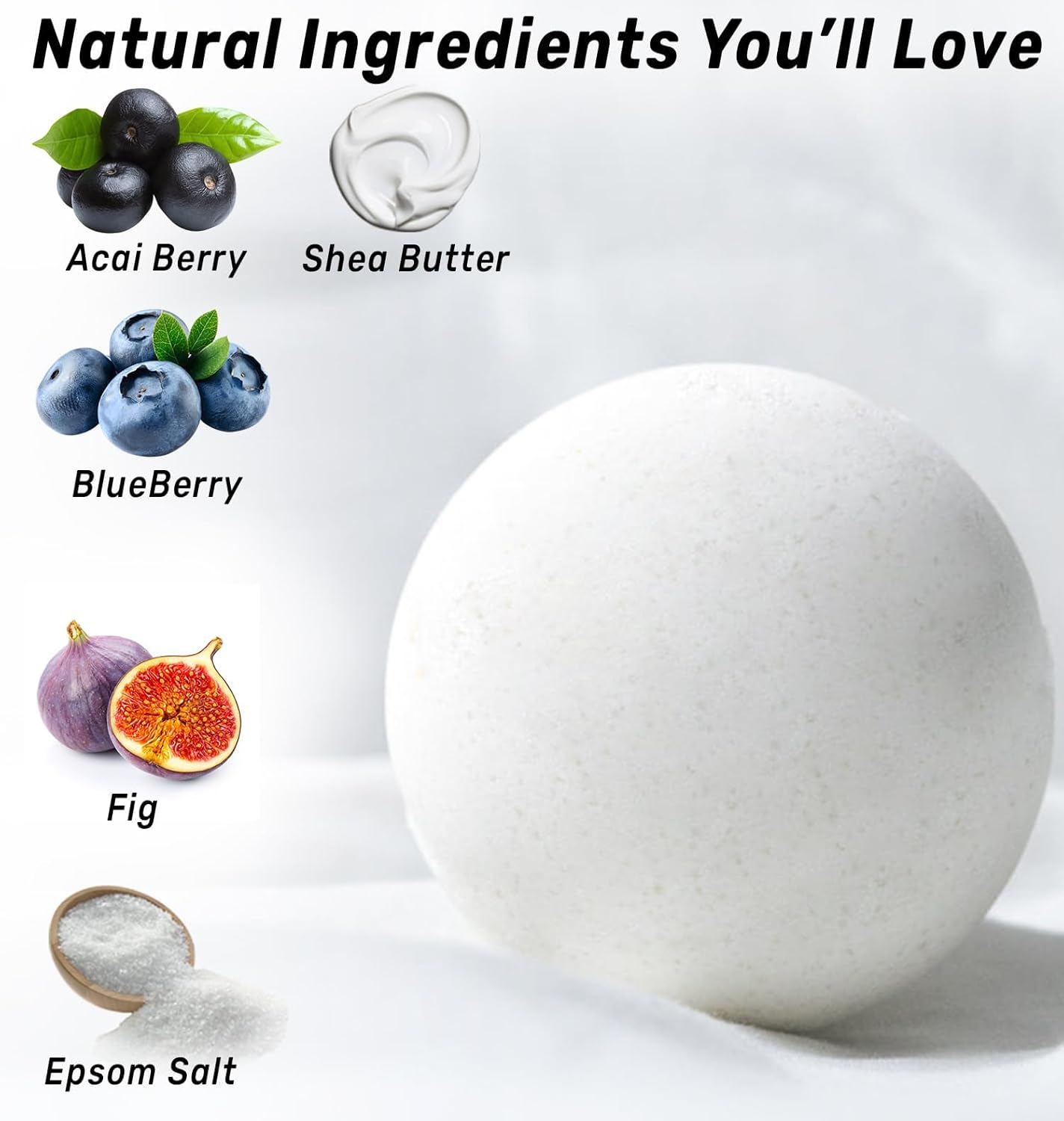 Natural Bath Bombs Skin Nourishing Detox Moisturize Antioxidant Acai Blueberry Luxury Fizzing Spa Bubble Bath Gift Set for Sensitive Skin Stress Relief Relaxation Gift Birthday Christmas