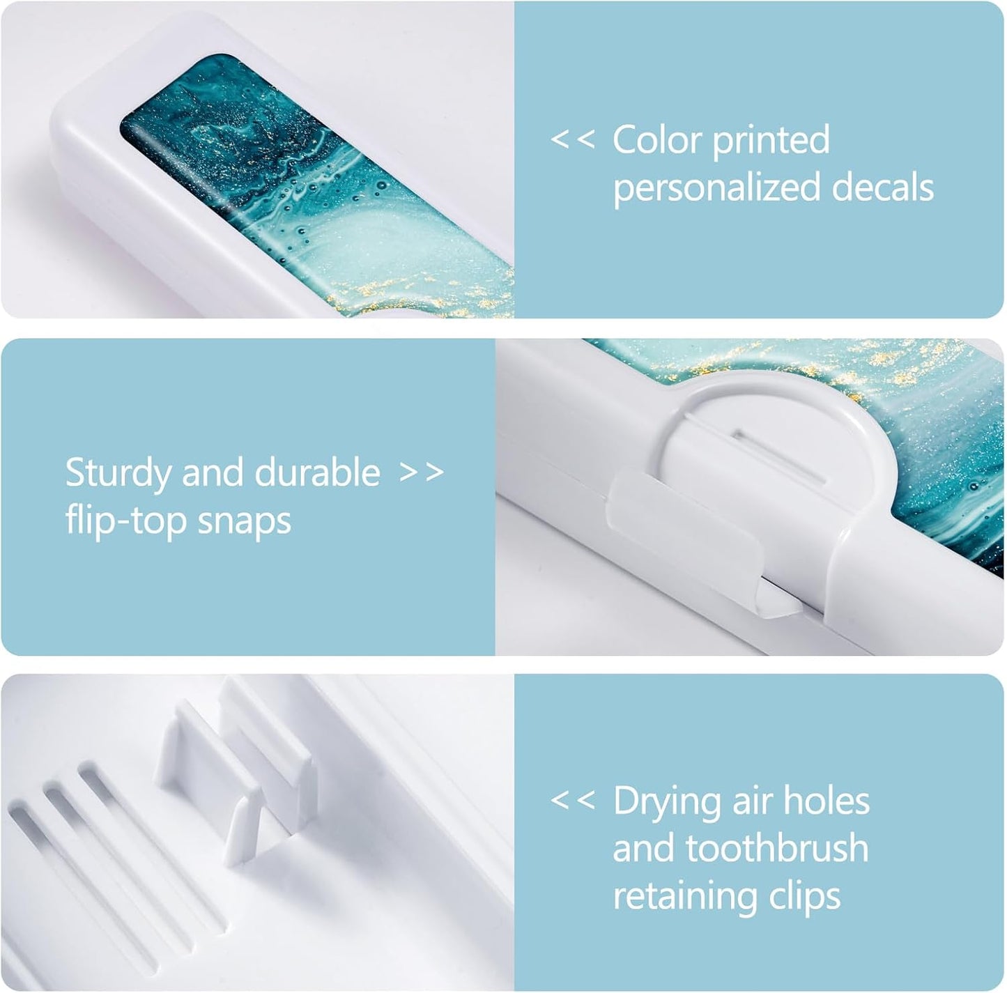 2 Pcs Toothbrush Travel Case - Colorful Pattern, Holder and Covers for Toothbrushes, Includes Tongue Scraper Case