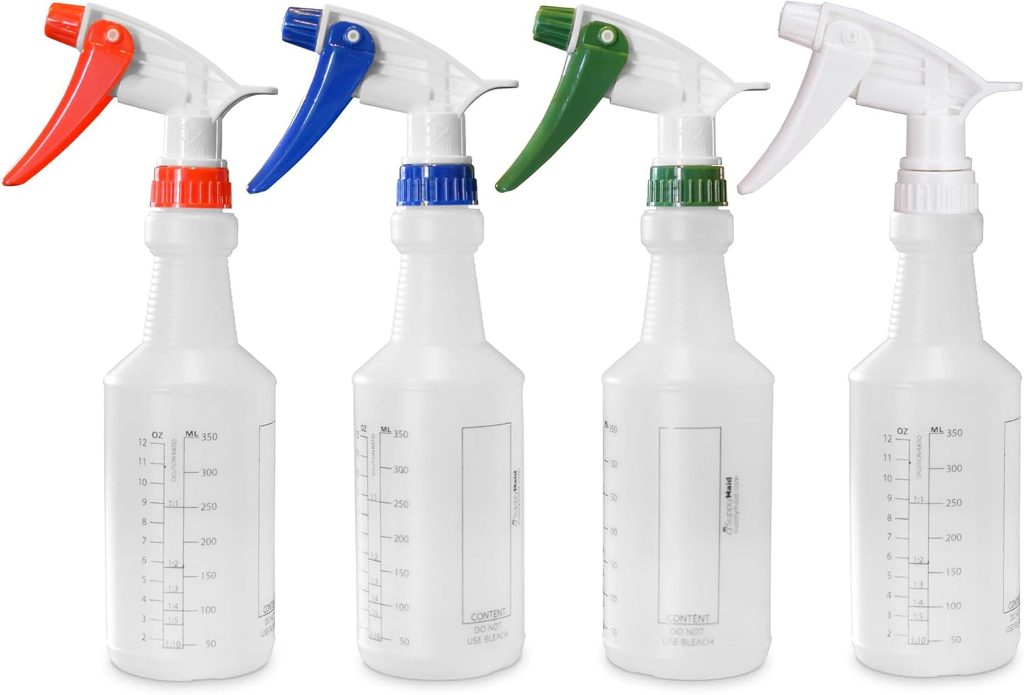 Commercial-Grade 16 oz Spray Bottles with Dilution Ratios, Ounces & Milliliters, Made in USA, Great for Cleaning, Essential Oils, Hair, Plants, BBQ (4-Pack)