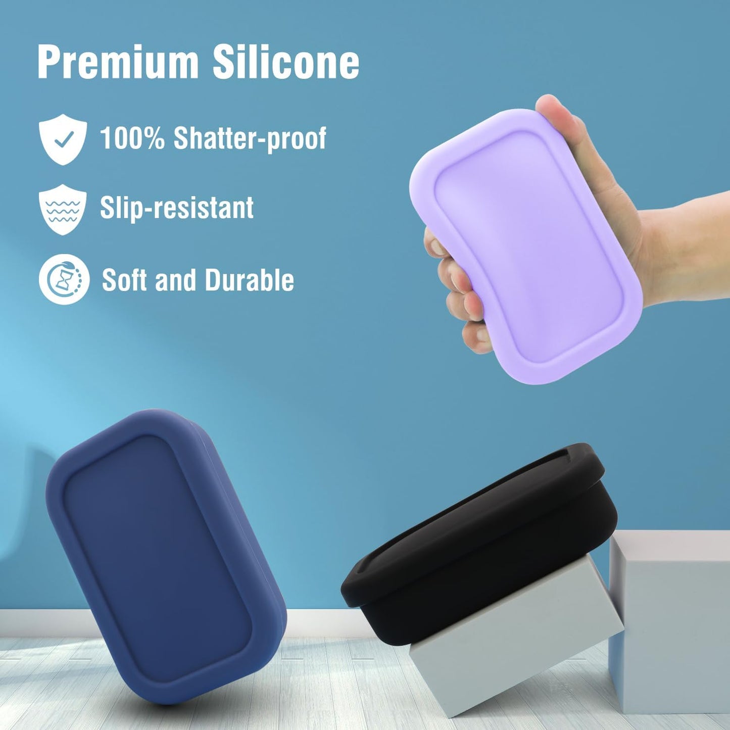 Enhanced Leak Proof Travel Soap Case, AIMAIAIMAI Silicone Soap Container with Draining Layer, Portable Bar Soap Holder for Bathroom, Camping, Gym, Easy to Clean (Light Purple)