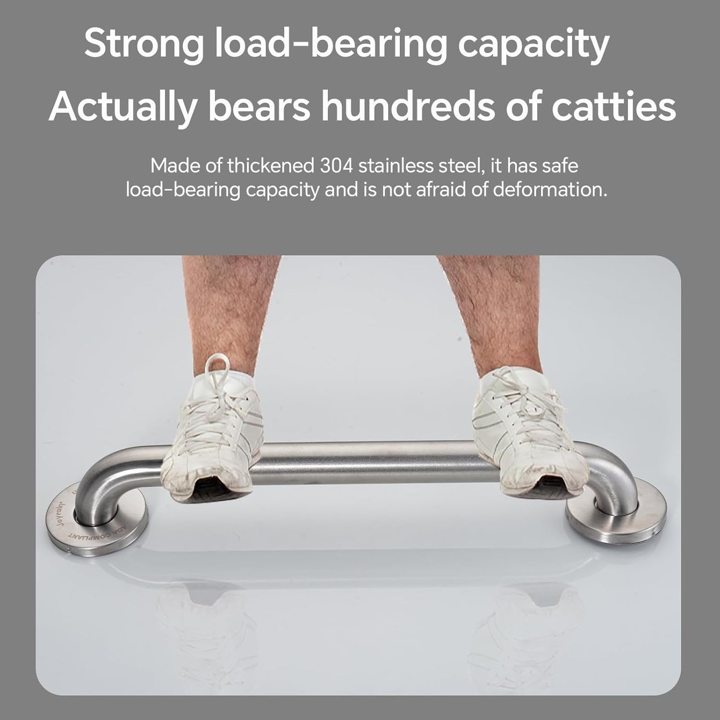 Joyrain 16-inch Bathroom Safety Grab Bar - 500lb Weight Capacity ADA Certified Anti-Slip Handle for Shower/Tub/Toilet, Elderly & Disabled Assist (Peened, 18 inch)