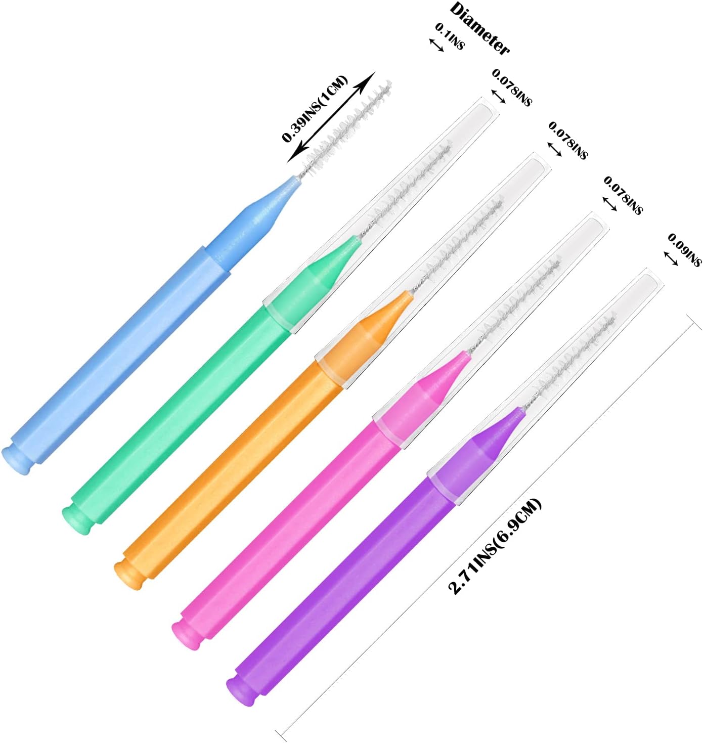 EasyHonor Braces Brush for Cleaner Interdental Brush Toothpick Dental Tooth Flossing Head Oral Dental Hygiene Flosser Toothpick Cleaners Tooth Cleaning Tool (5Colors,50pcs)