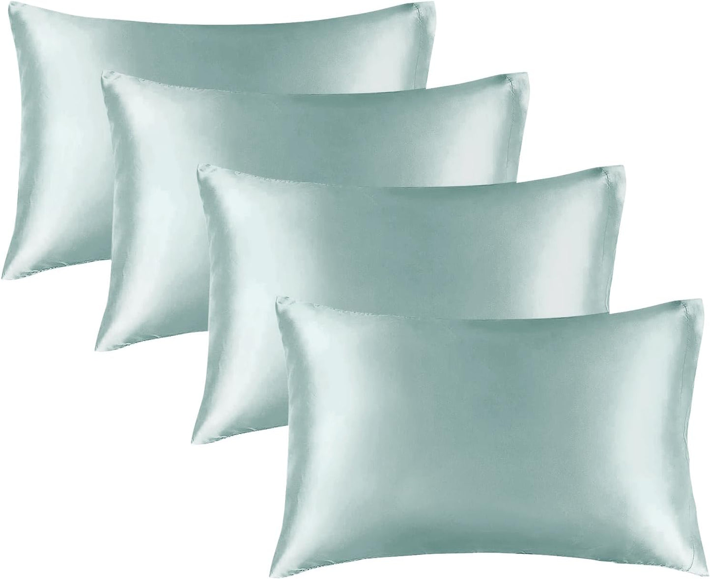 BEDELITE Satin Pillowcase for Hair and Skin, Super Soft Similar to Silk Pillow Cases 4 Pack with Envelope Closure, Cooling Pillowcases for Women Men (20"x30" Queen Size, Haze Blue)