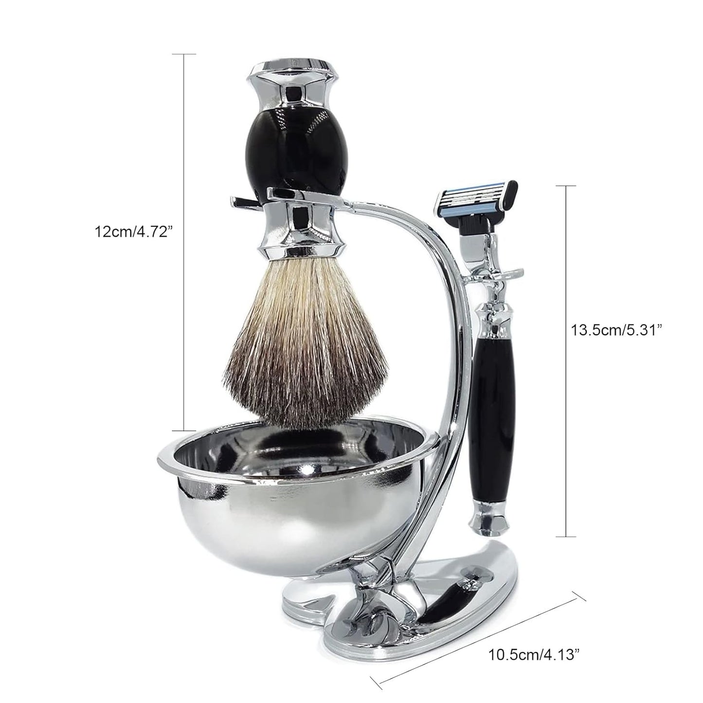 Shaving Kit for Men,Grooming Set includes Wet Manual Mach 3 Razor,Honey Soft Pure Badger Hair Shaving Brush,Heart Shape Stand Holder and Shaving Soap Bowl,Birthday Christmas Gift Set