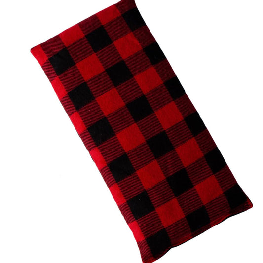 Large Microwave Heating Pad with Flax Seed, Scented or Unscented, Good For Back Pain or Cramps, Moist Heat Therapy or Ice Pack, Microwavable Bean Bag, 6" x 12" (Red and Black, Peppermint & Chamomile)