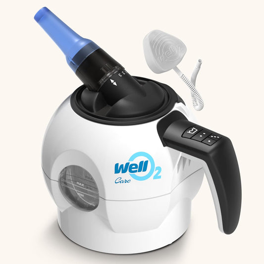 Breathing Trainer with Warm Steam Intake – WellO2, The Only Gym and Spa for Lungs - Adjustable Lung Trainer - Open, Cleanse and Strengthen Lungs