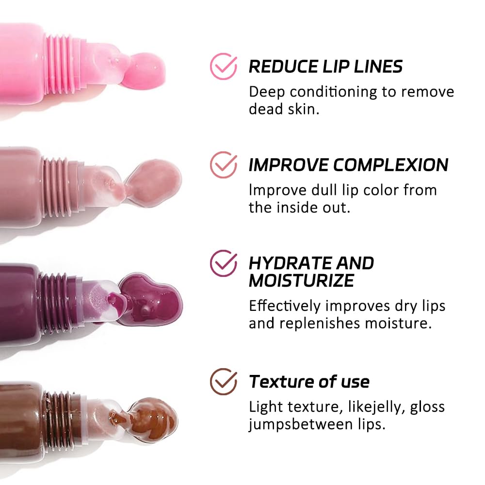 Lip Butter Balm, Cherry Flavor, Ultra-Hydrating with Natural Ingredients, 4-Pack (Set04（01#+04#+05#+07#）, 4Pcs (Pack of 1))