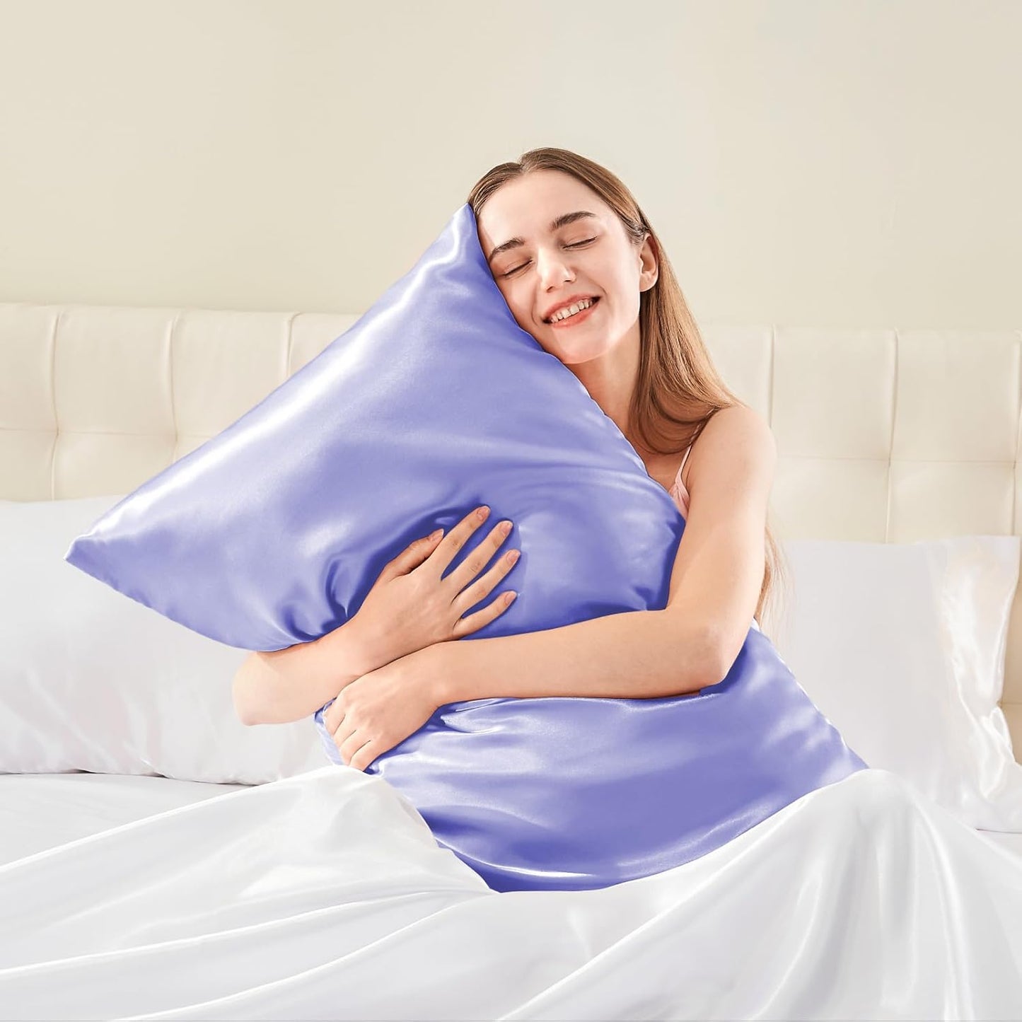 BEDELITE Satin Body Pillow Cover, Super Soft and Cooling Body Pillow Pillowcase for Hair and Skin, Breathable Silky Full Long Pillowcase Cover(20"x54", Lilac)