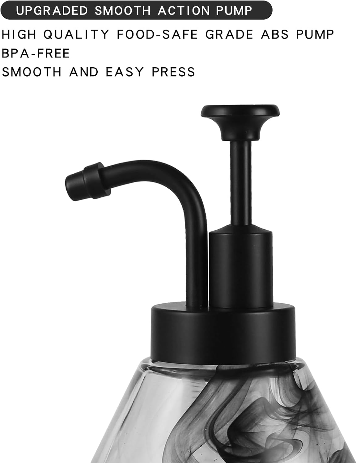 Soap and Lotion Dispenser Pumps Replacement Head, ABS Material Wider Mouth Bottle of 33mm (1.3inch) Gloss Smooth Action Pump, Rust Proof & Leak Proof for Soap Lotion Bottle Upcycling (Matte Black)