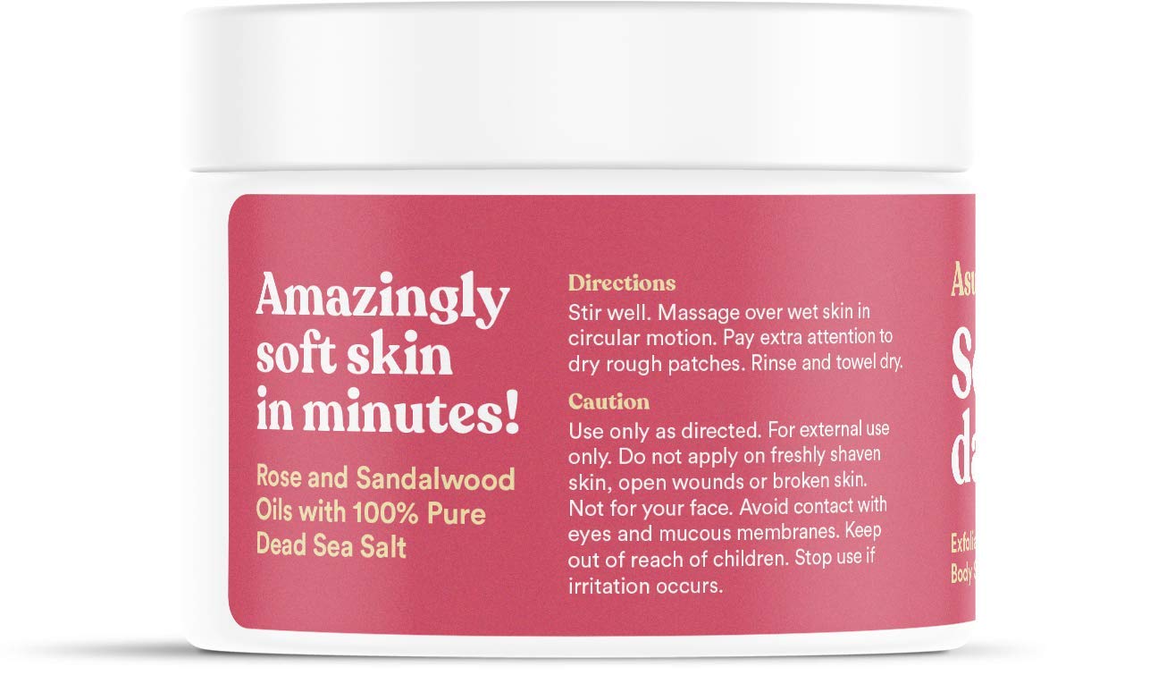 ASUTRA Dead Sea Salt Essential Oil Body Scrub Exfoliator (Sensual Rose), 16 oz - Ultra Hydrating, Gentle, & Moisturizing - Coconut, Rose, and Sandalwood Oils