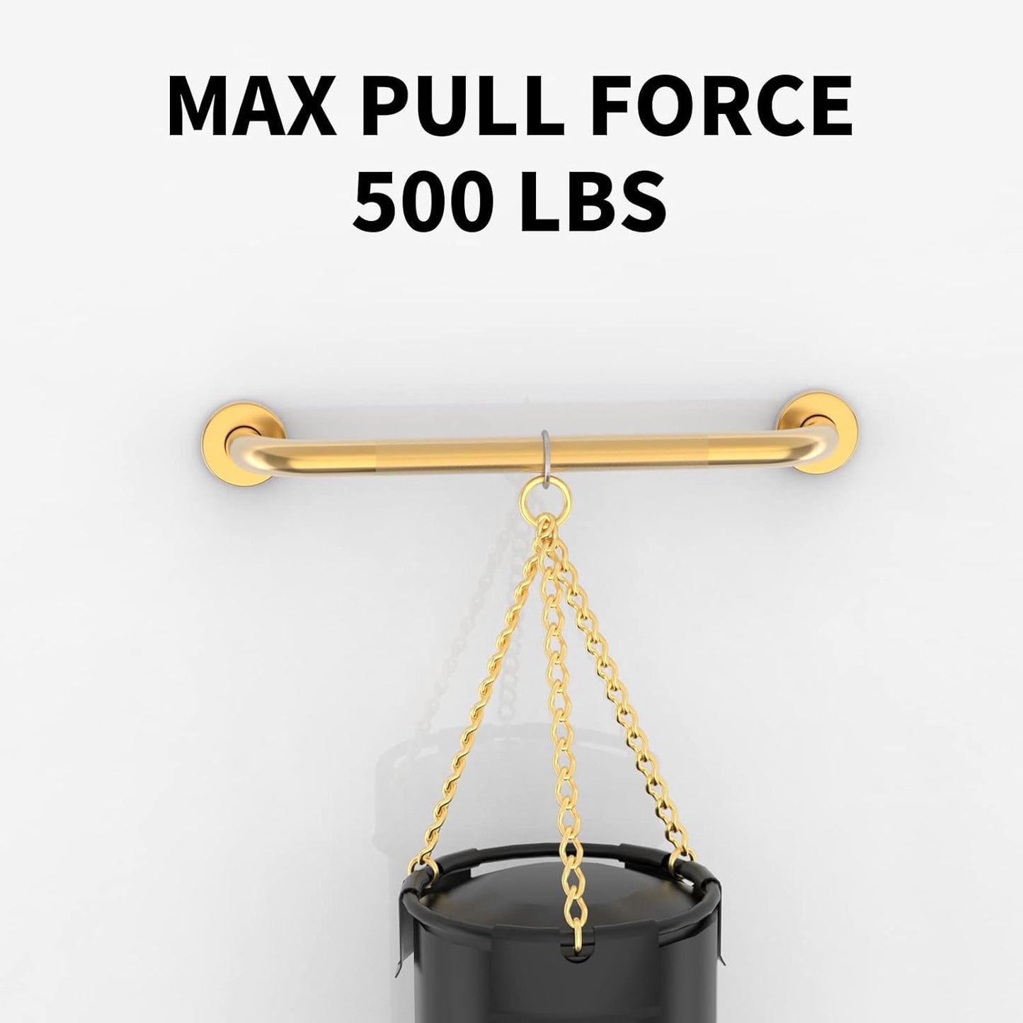 24 Inch Anti Slip Shower Grab Gold, Munzong Bathroom Grab Bar, Knurled Bathroom Balance Bar,Safety Hand Rail Support Handicap Elderly Injury Senior Assist Bath Handle