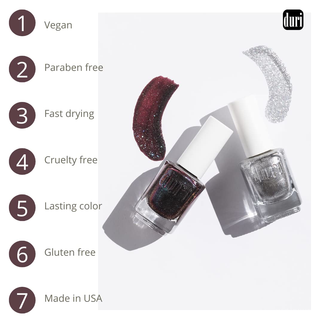 duri Nail Polish, 569 Gin Greyhound, Gray, Full Coverage, Glossy Finish, Fast Drying, Easy to Apply, 0.5 Fl Oz