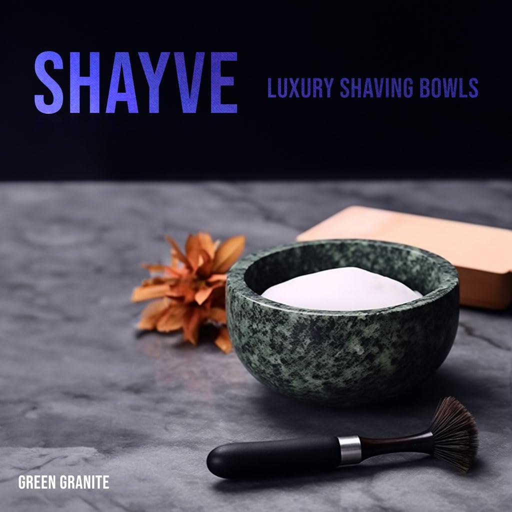 ShayVe Shaving Bowl for Shaving Soap & Cream — Marble Shave Bowl For Shaving Soap & Cream — Exquisite Heat Insulated Wet Shaving Kit Addition (Light Grey Marble)