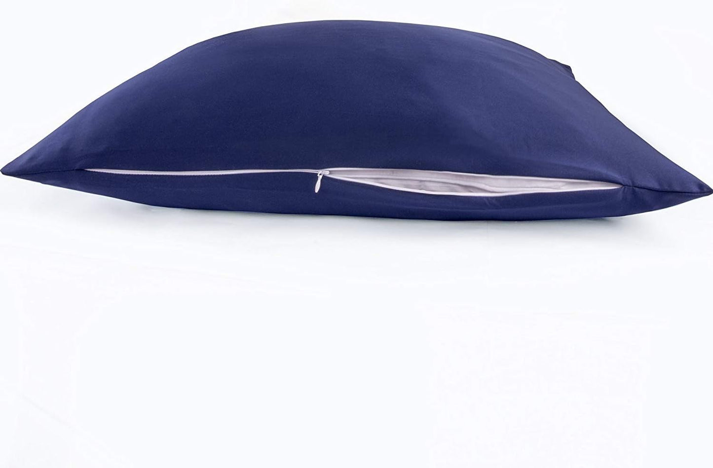 JUWENIN,Luxury Satin Pillowcase with Zipper (Silky Satin Pillow Case for Hair) Set of 2 (Queen, Navy)