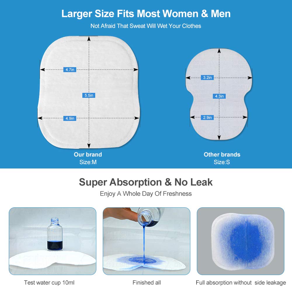 Extra Large Underarm Sweat Pads for Women and Men [80 PCS], CANAGROW Armpit Sweat Pads Comfortable Unflavored, Non Visible, Extra Adhesive, Disposable Armpit Protection