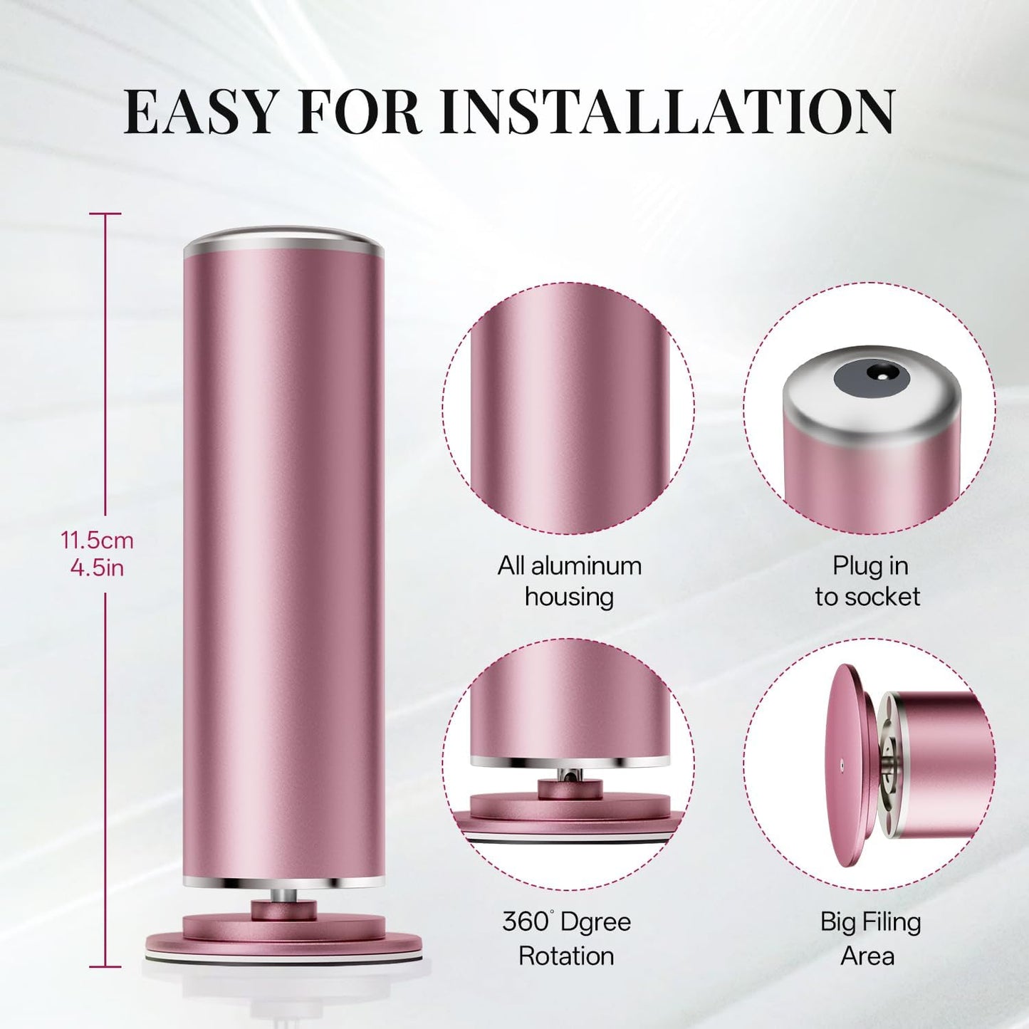 krofaue Electric Foot File Remover Callus Adjustable Speed File Grinder, Professional Summer Pedicure Tool with 60pcs Replacement Sandpaper Disks for Skin and Calluses at Home