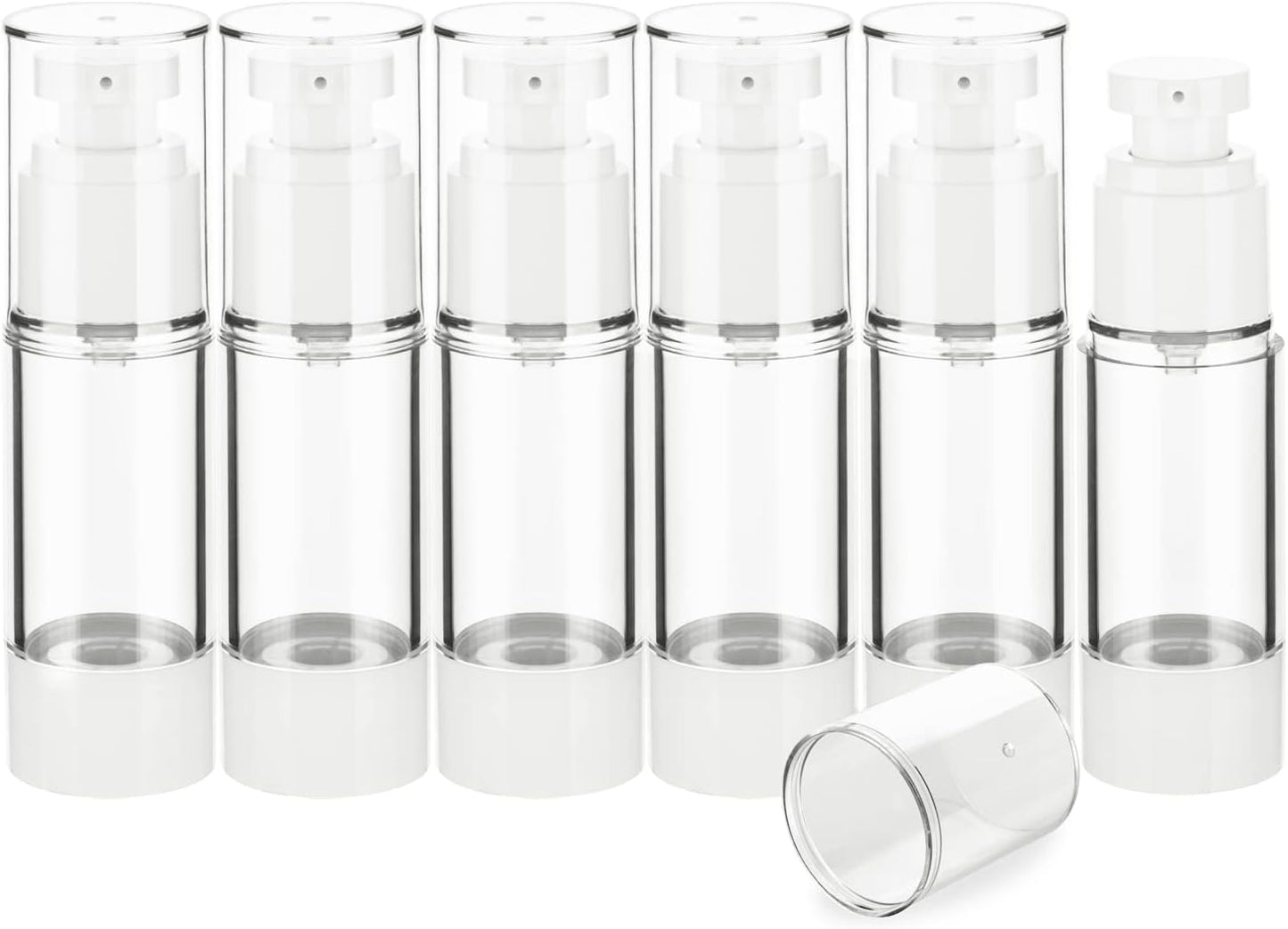 1OZ/30ML Clear Airless Pump Bottles, Lotion Dispenser Travel with Pump, Vacuum Plastic Travel Size Lotion Bottle for Foundation, Creams, Cosmetic(6 Pack)