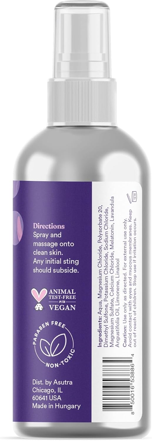 ASUTRA Topical Magnesium Chloride Oil Spray with Lavender and Melatonin, 4 fl oz