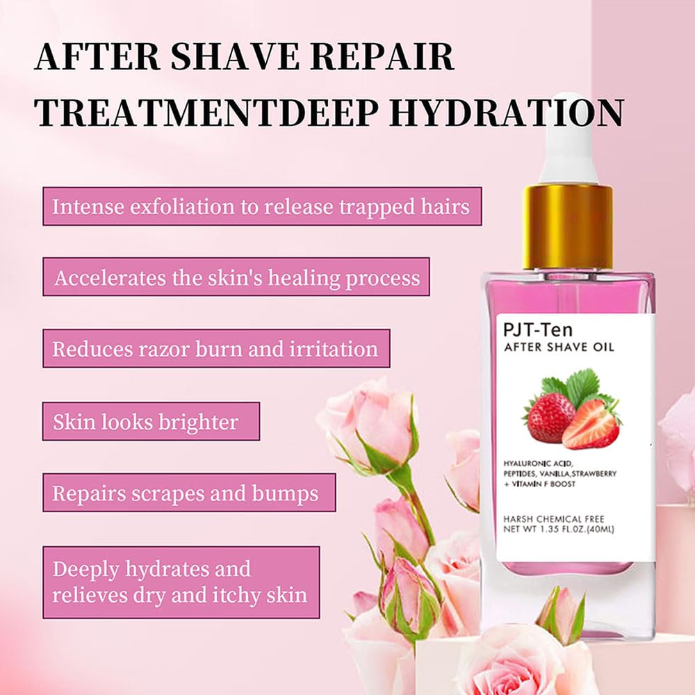 Strawberry Vanilla After Shave Oil, After Serve Oil for Smooth Skin, Moisturizing, Prevent Ingrown Hairs & Dryness, Reduce Ingrown Hairs & Dryness (Strawberry Vanilla, One Size)