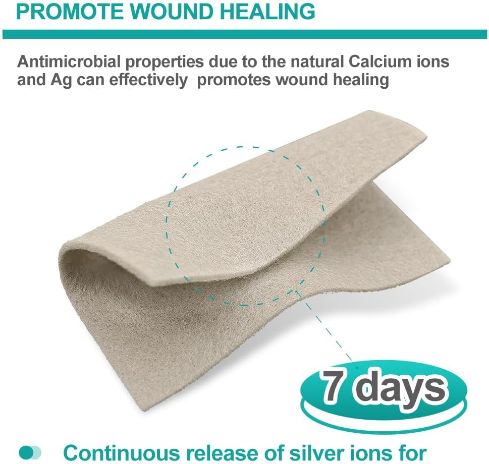 Dimora Upgrade Silver Calcium Alginate Wound Dressing -Antibacterial Non Stick Gauze, Highly Absorbent Sterile Bandage Pads,4'' x 4'' Patches 5 Packs