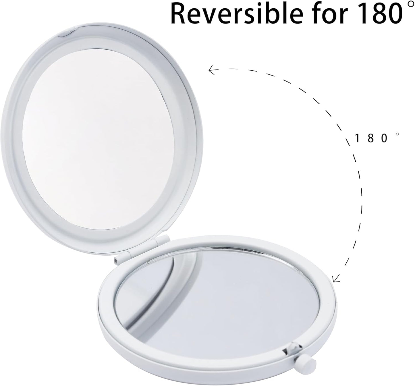Compact Mirror, Pocket Travel Makeup Mirror for Purse, Metal Round Shell, 2-Sided 1X/2X Magnifying, Portable, Folding, Handheld, White,12 Pack