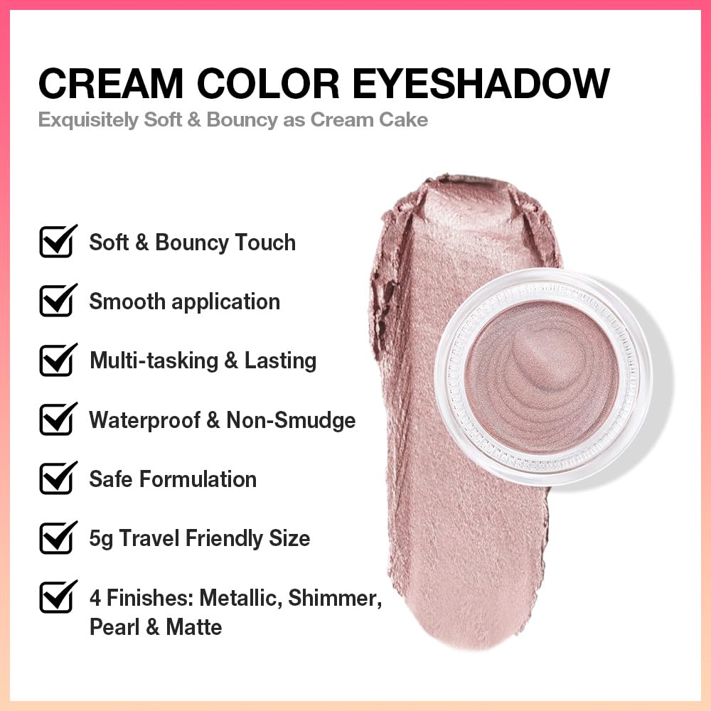 Kaely Single Cream Eyeshadow Pot, Praline Metallic Eye Shadow for Older Women High Pigmented Waterproof, Natural Eyeshadow Palette Makeup Brightener, sombras en crema para ojos, Blendable, 730