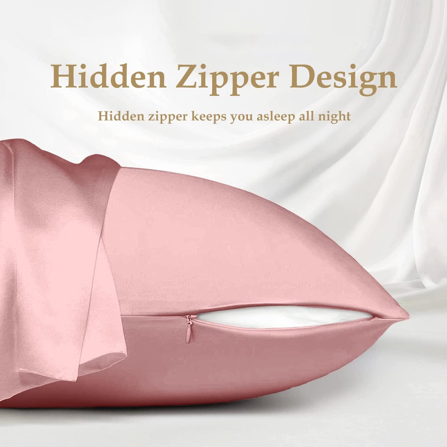 INSSL Silk Pillowcase for Women, Mulberry Silk Pillowcase for Hair and Skin and Stay Comfortable and Breathable During Sleep (Queen, Coral)