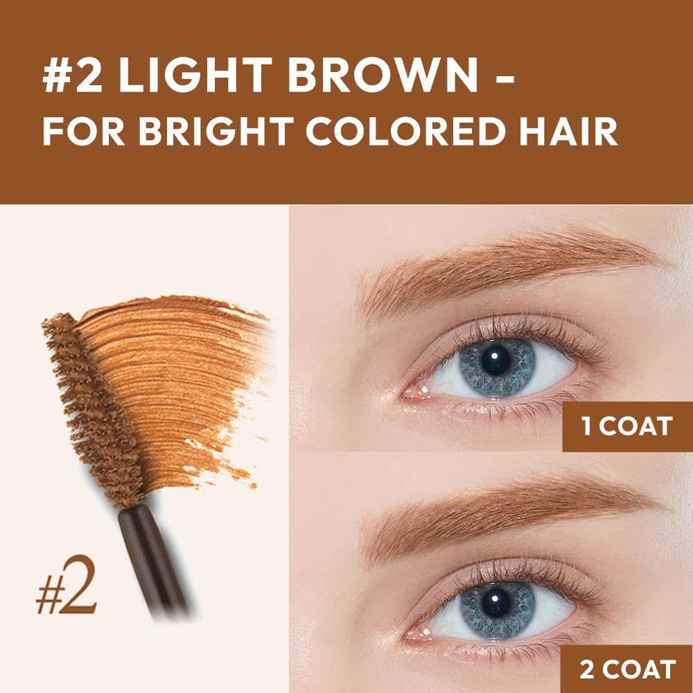ETUDE Color My Brows Big Size, Brow Mascara, 3D Natural Coloring, Beeswax & Carnauba Wax, Moisturizing Brow Care, Eyebrow tint, Soft Gel Texture, Korean Makeup, Beauty, Light Brown (0.304 Fl Oz)