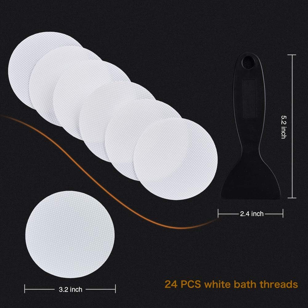 36PCS Bathtub Stickers Non-Slip, Safety Shower Treads Adhesive Appliques with Premium Scraper (White)