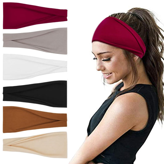 Fashion Headbands For Women Wide Headband Yoga Workout Head Bands Hair Accessories Band 6 Pack