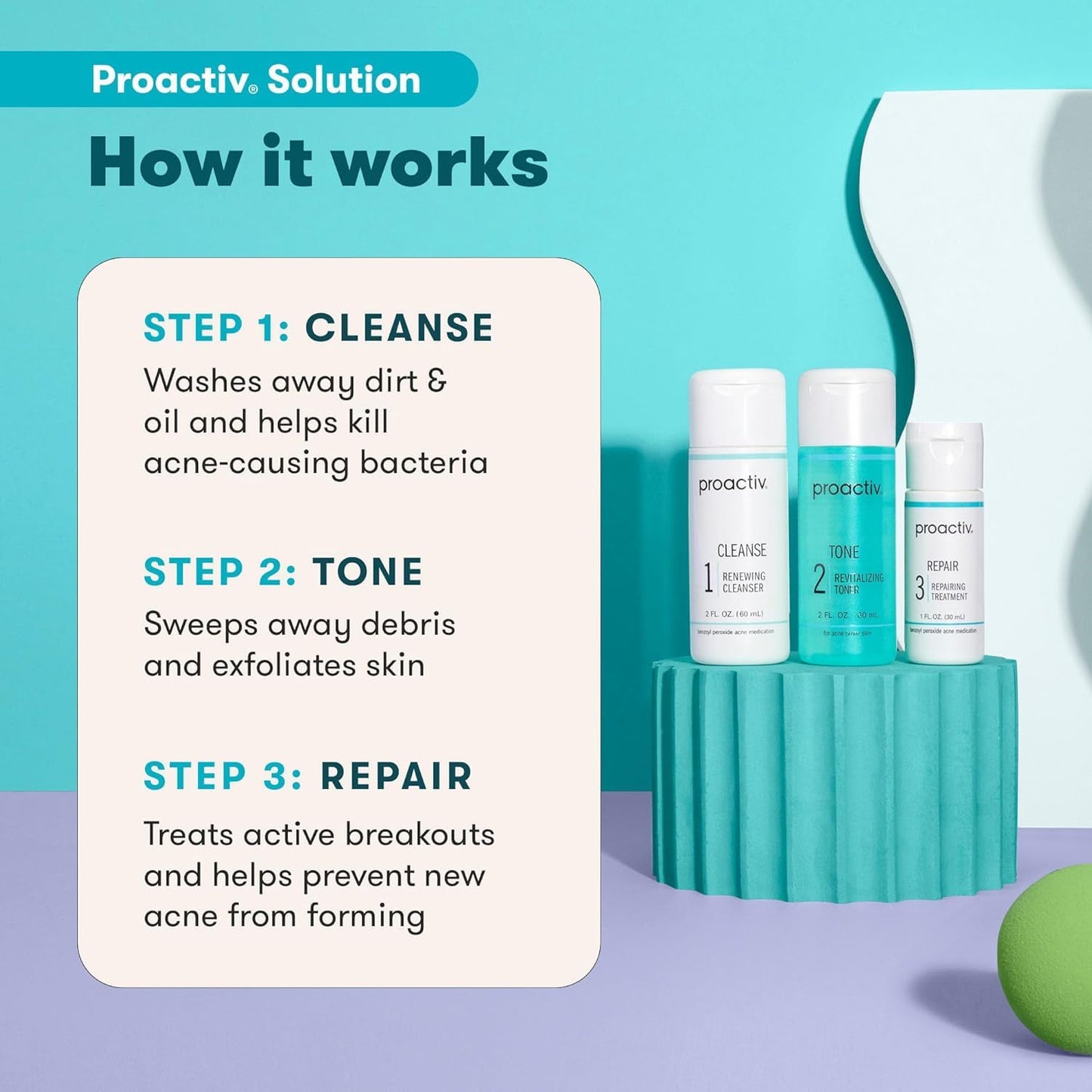 Proactiv 3 Step Acne Treatment w/ Pimple Patches - Benzoyl Peroxide Face Wash, Repairing Acne Spot Treatment for Face and Body, Exfoliating Toner - 90 Day Complete Acne Skin Care Kit + Pimple Patches