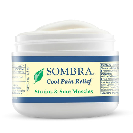 Sombra Original Cool Therapy Gel Cold Pain Relief for Swelling, Growing Pains, Soreness, Post-Workout, Vegan Formula Free of Artificial Fragrances, Dyes, NSAID, Wax, Petroleum, Alcohol - 4oz Jar