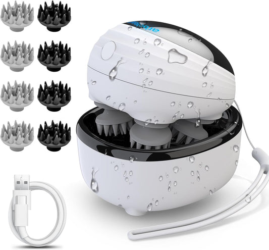 arboleaf Scalp Massager Electric, Portable Head Massager Scalp Stress Relax, Waterproof Rechargeable 6 in 1 Hair Massage, Ideal for Relaxation and Wellness, Gifts for Her and Him