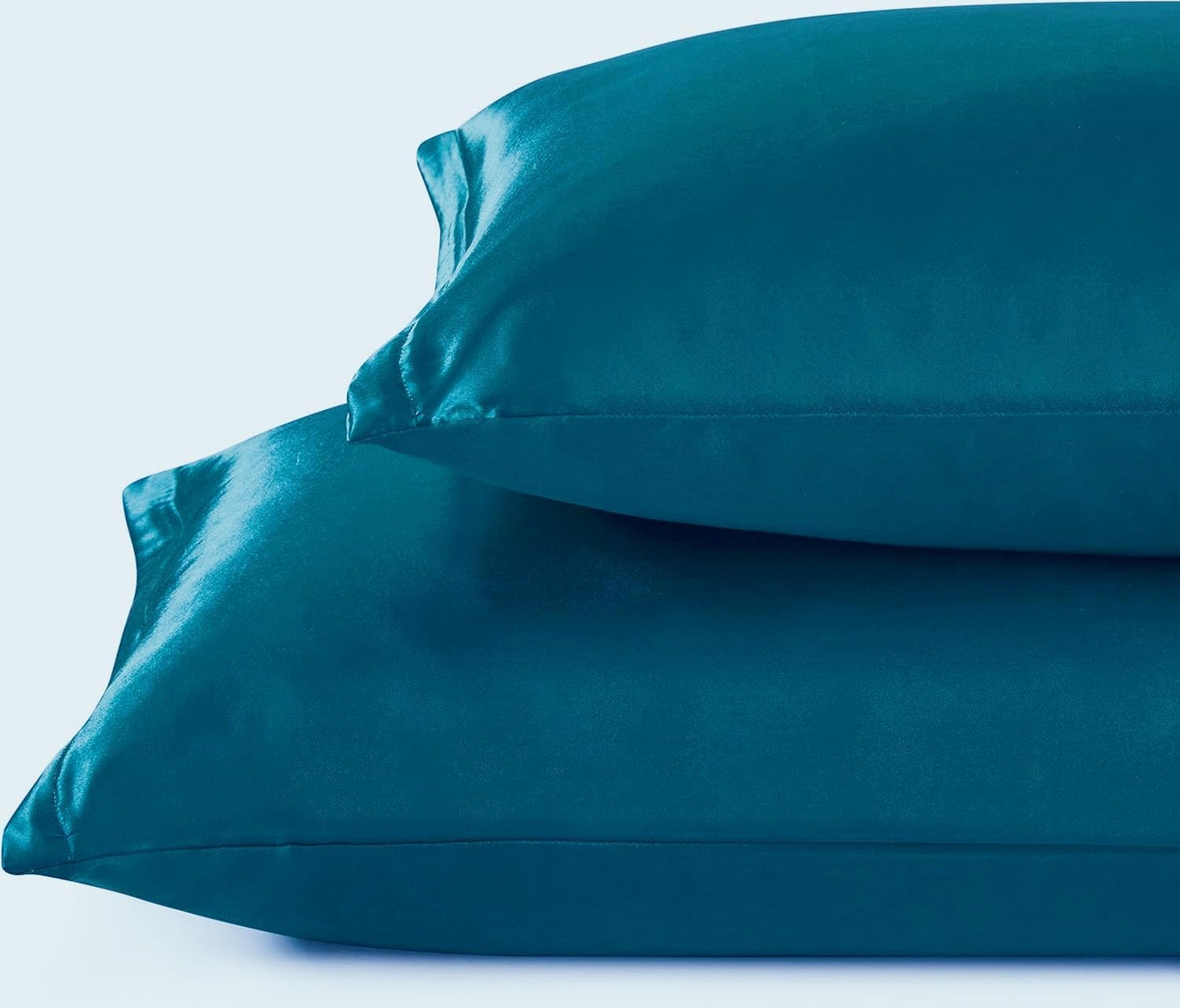 Juwenin Bedding,Super Soft and Luxury Silky Satin Pillowcase (Silky Satin Pillow Case for Hair) Set of 2 (Teal, King (20'x40'))