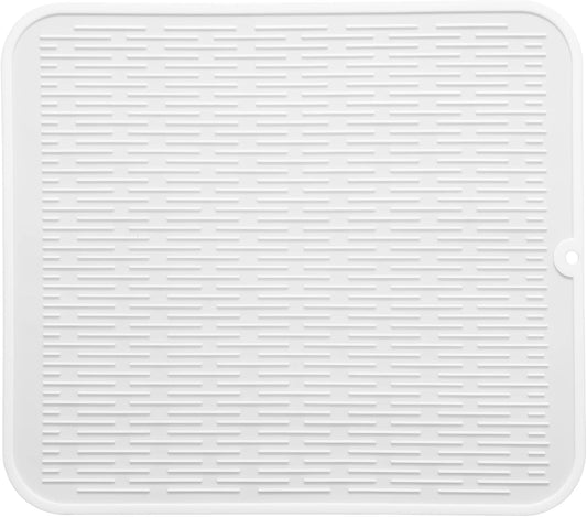Silicone Dish Drying Mat for Multiple Usage,Easy clean,Eco-friendly,Heat-resistant Silicone Mat for Kitchen Counter or Sink,Refrigerator or Drawer Liner White 2XL 24 inches x 18 inches