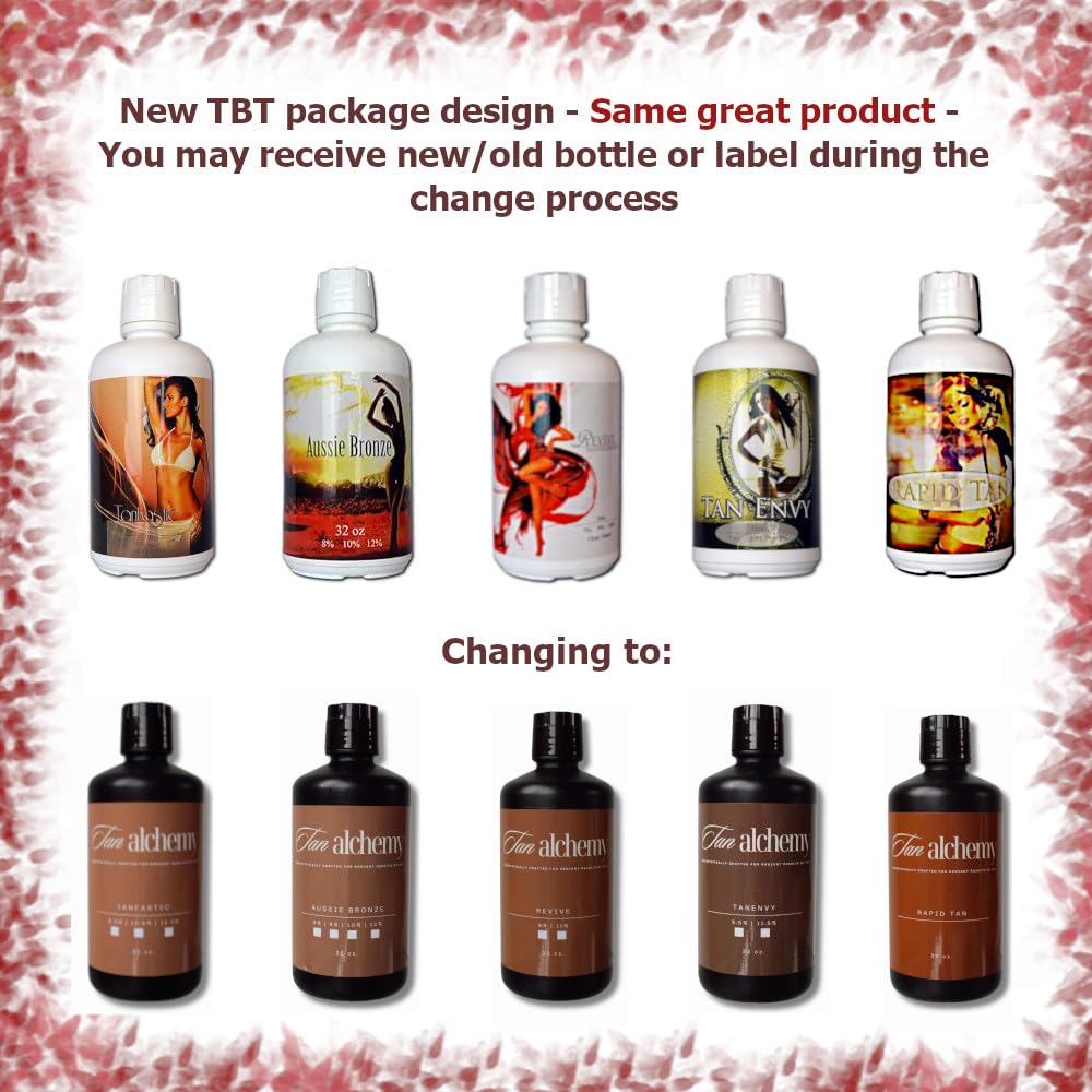 Tan Alchemy, Aussie Bronze 4 bottles of 32 oz, 12%, Dark DHA Sunless Airbrush Spray Tanning Solution (1 Gallon)