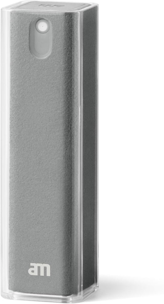 am Screen Cleaner Mist Spray with Microfiber Cloth Around – Alcohol-Free, Streak-Free Screen Cleaning Kit for Smartphones, Tablets, Laptops, Smart TVs & Car Screens, 1 Pack, Gray