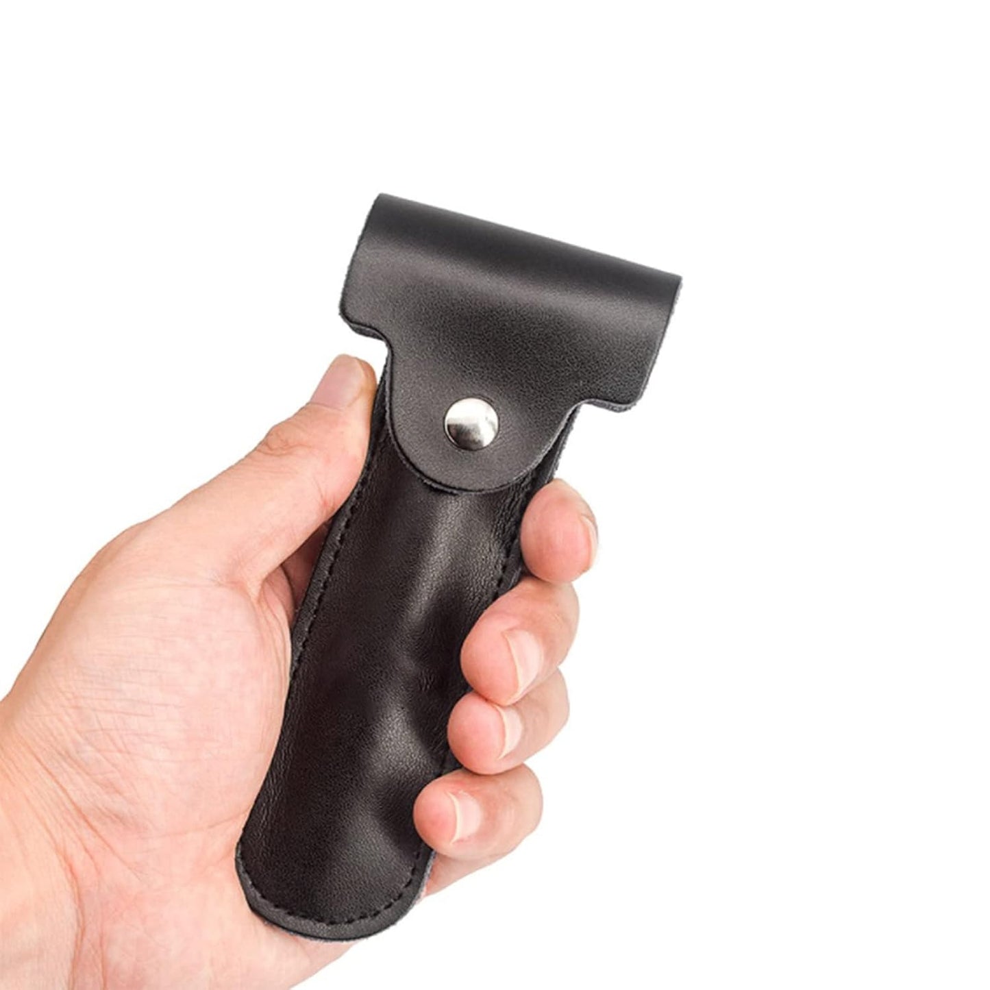 2PCS LinMei Razor Protective Travel Cover for Straight, Shavette and Barber Razors Shaving Pouch Holder (Brown, Black)