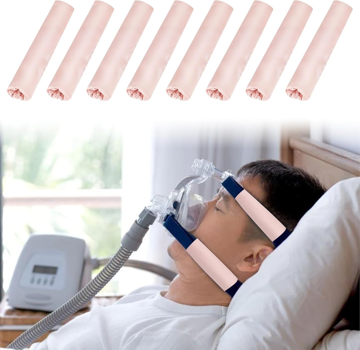 8 Packs Satin Strap Covers Breathable Headgear Strap Covers, Strap Cushions Universal and Reusable Strap Covers, Soft Strap Pads for Reduce Red Marks