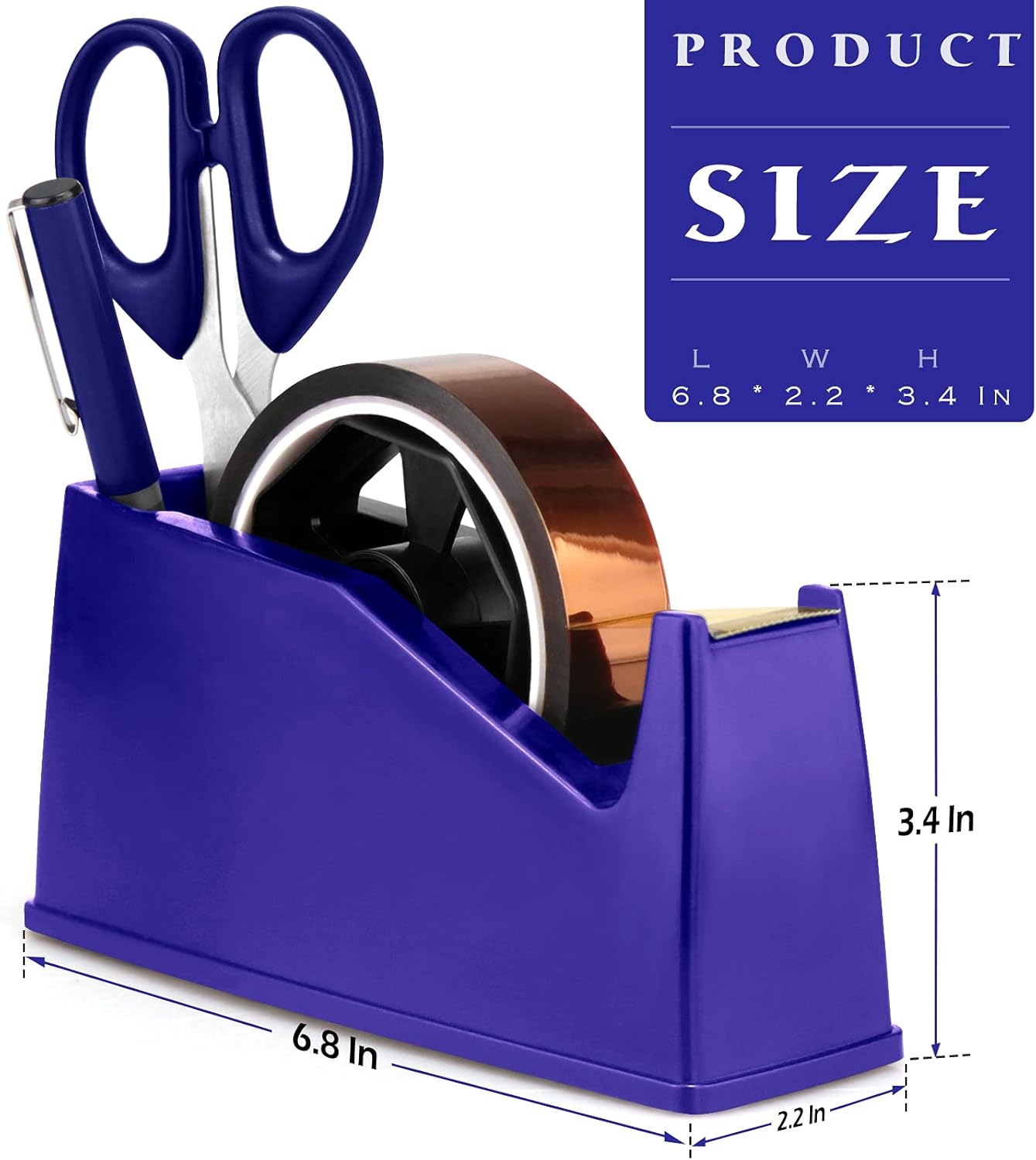 Heat Tape Dispenser, Masking Tape Dispenser, Holder Fits 1" and 3" Core, 6.8 x 2.2 x 3.4 Inch, Desktop Tape Dispenser, Heat Tape for Sublimation(Blue)