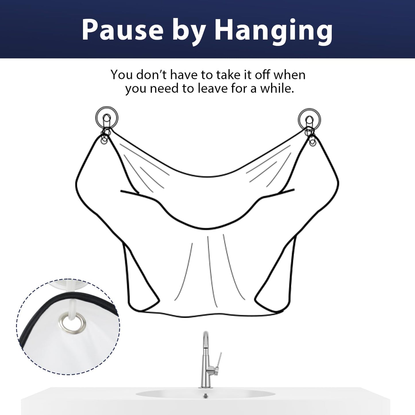 Beard Bib Apron, Beard Bib Hair Catcher for Shaving, Non-Stick Beard Shave Cape with Suction Cups, Grooming Accessories for Men, Gifts for Men Husband Father (White)