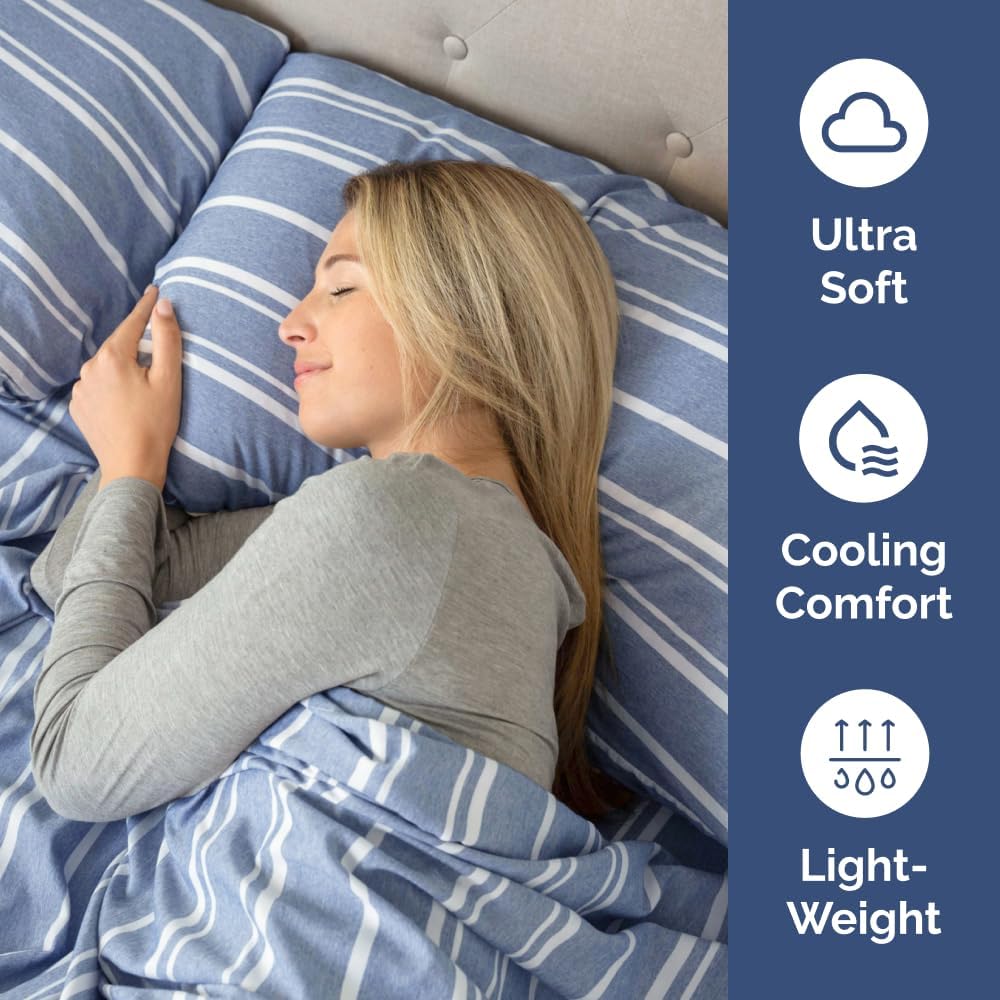 King Pillow Cases Set of 2 - Ultra Soft Hotel Quality Pillowcase Covers - Comfy, Cozy & Wrinkle Free - Shrinkage and Fade Resistant - Machine Washable Pillow Protectors - 2 Piece Set - Blue Stripes 3