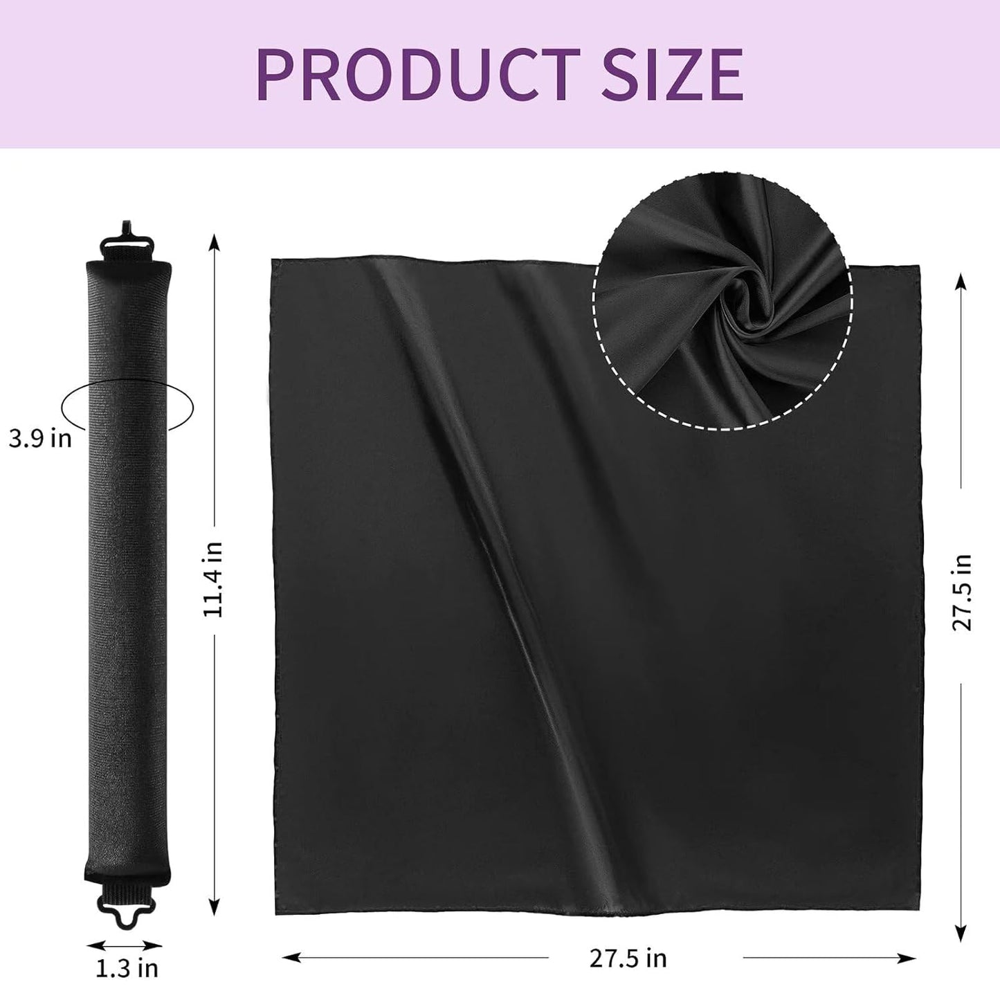 Heatless Curls Overnight Hair Curlers - 4 Pcs No-Heat Curling Rod to Sleep In,Velvet Hair Rollers with Satin Wrap