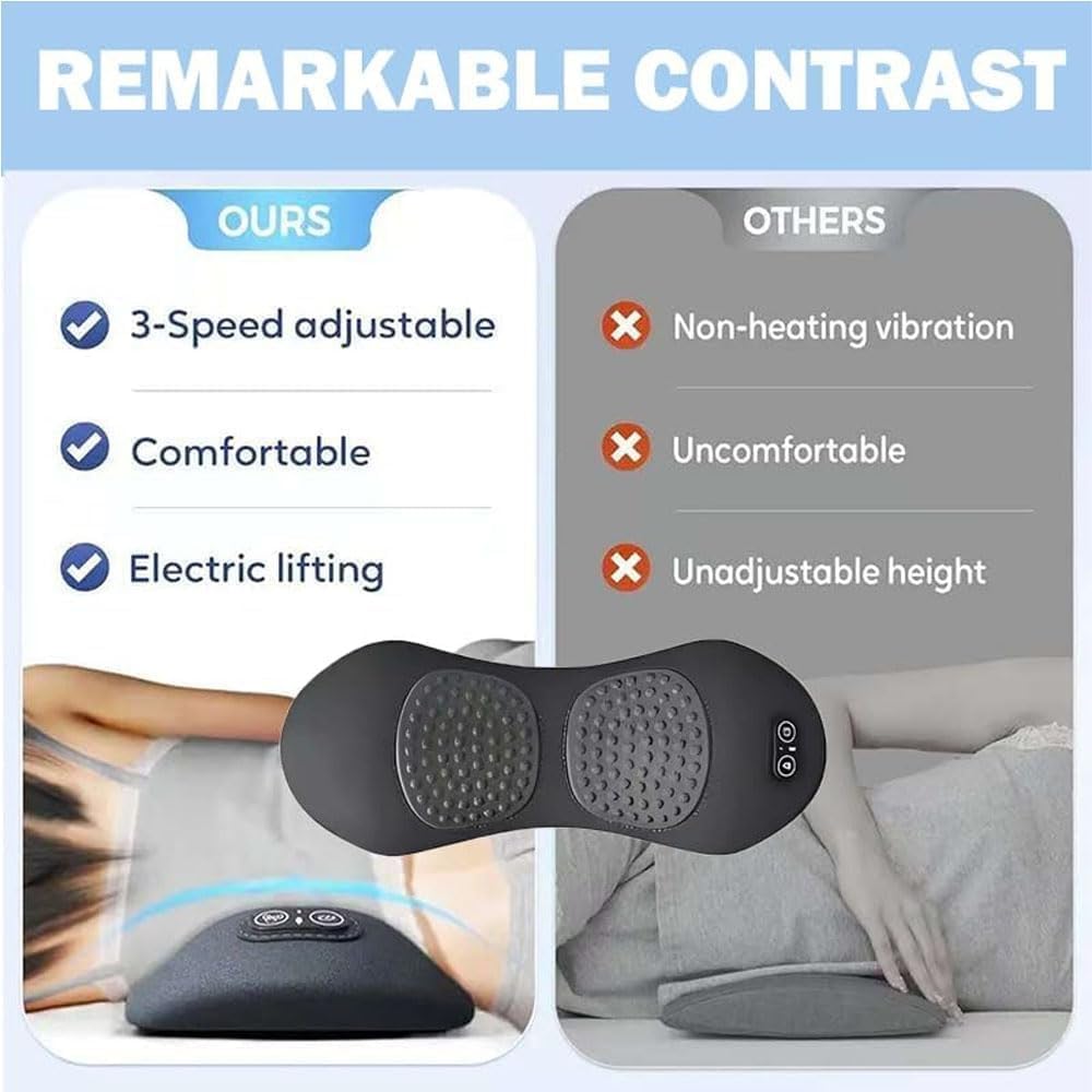 Triple Fusion Back Massager, 3-in-1 Back Massager with Traction Lifting, Electric Fusion Massager with Lifting and Vibration Massage and Heat Compress Against Pain (Grey)