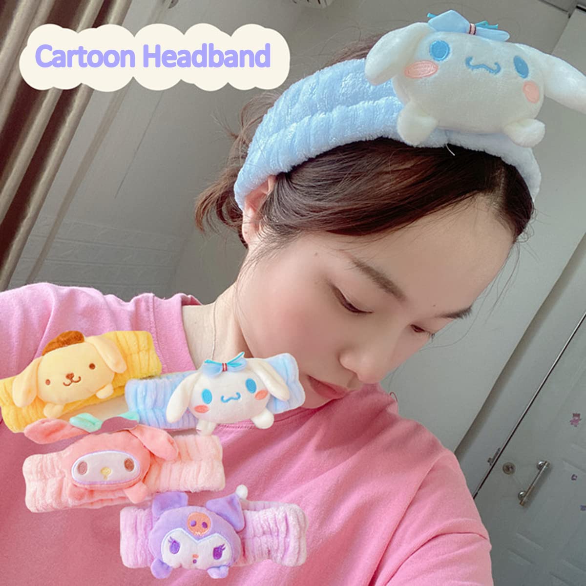 Kawaii Spa Headband for Washing Face, Make Up, Party - Soft Blue Headband for Women & Girls