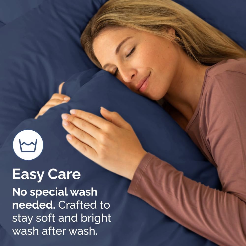 Queen Pillow Cases Set of 4 - Ultra Soft Hotel Quality Pillowcase Covers - Comfy, Cozy & Wrinkle Free - Shrinkage, Stain & Fade Resistant - Machine Washable Pillow Protectors - 4 Piece Set - Navy Blue