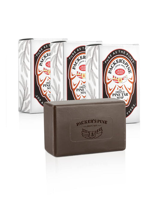 Packer's Pine Tar Soap | The Original Mens Body Soap Made With Natural Pine Tar and Pine Oils | All Natural Mens | Paraben, Sulfate, and Creosote Free (3 Pack)
