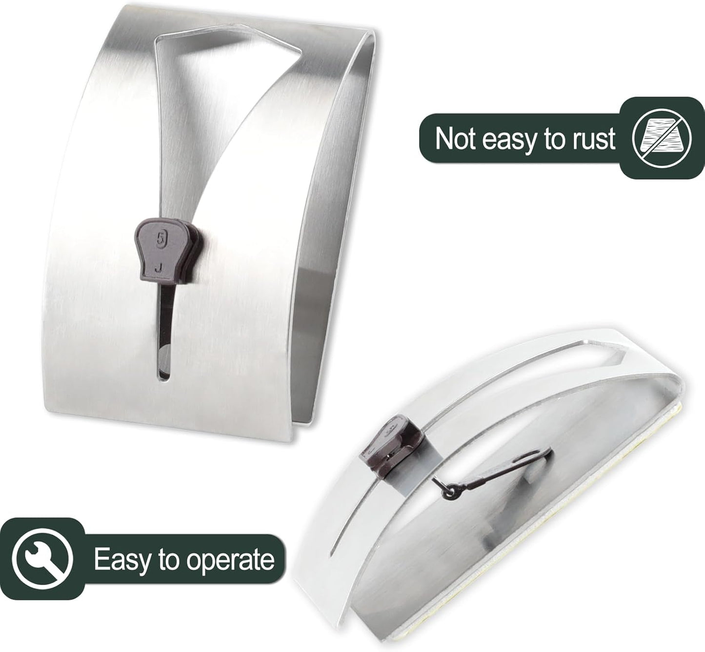 SINSETU Zipper Jig Tool, Quick Zipper Jig Sliders for Zipper Pulls, Stainess Steel Zipper Puller Helper for Pants, Dresses(2 Pack), Black, Silver, 2CLLTX